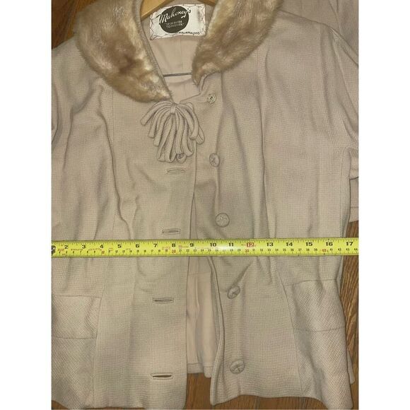 Vintage Mahoney’s beige tan faux fur blazer 2 piece skirt set size medium - Picture 15 of 15